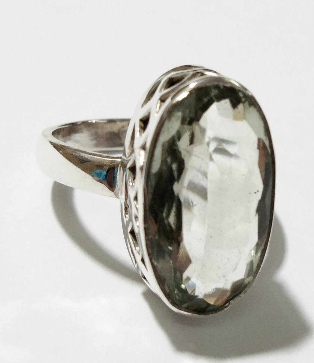 Natural Green Amethyst Ring, Solid 925 Starling Silver Rings, For Girls & Woman Rings, Gemstone Stylish Nice Making Silver Ring Jewelry